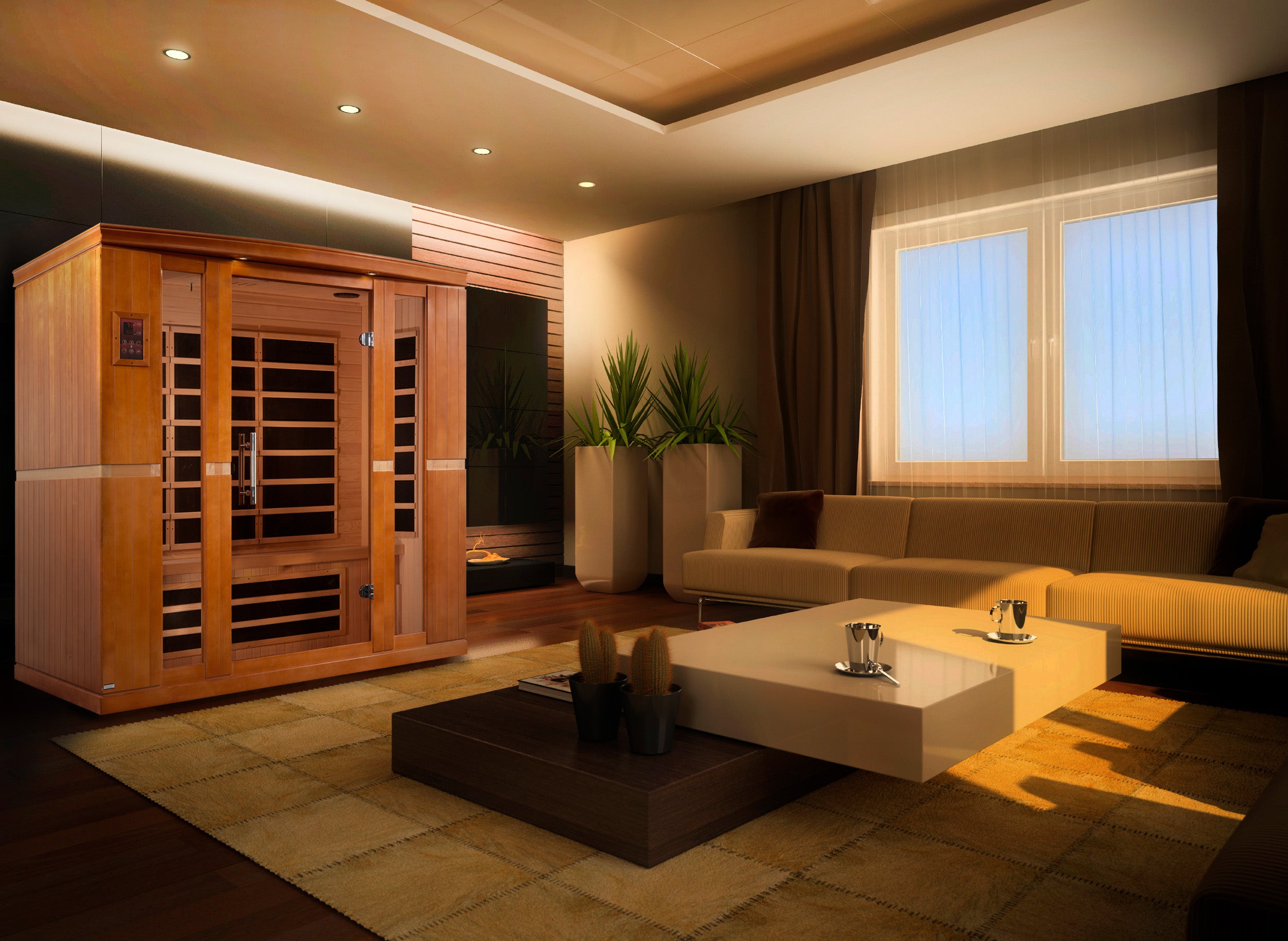 Dynamic "Bergamo Elite" Infrared Sauna Ultra Low EMF with Canadian Hemlock DYN-6440-01 ELITE