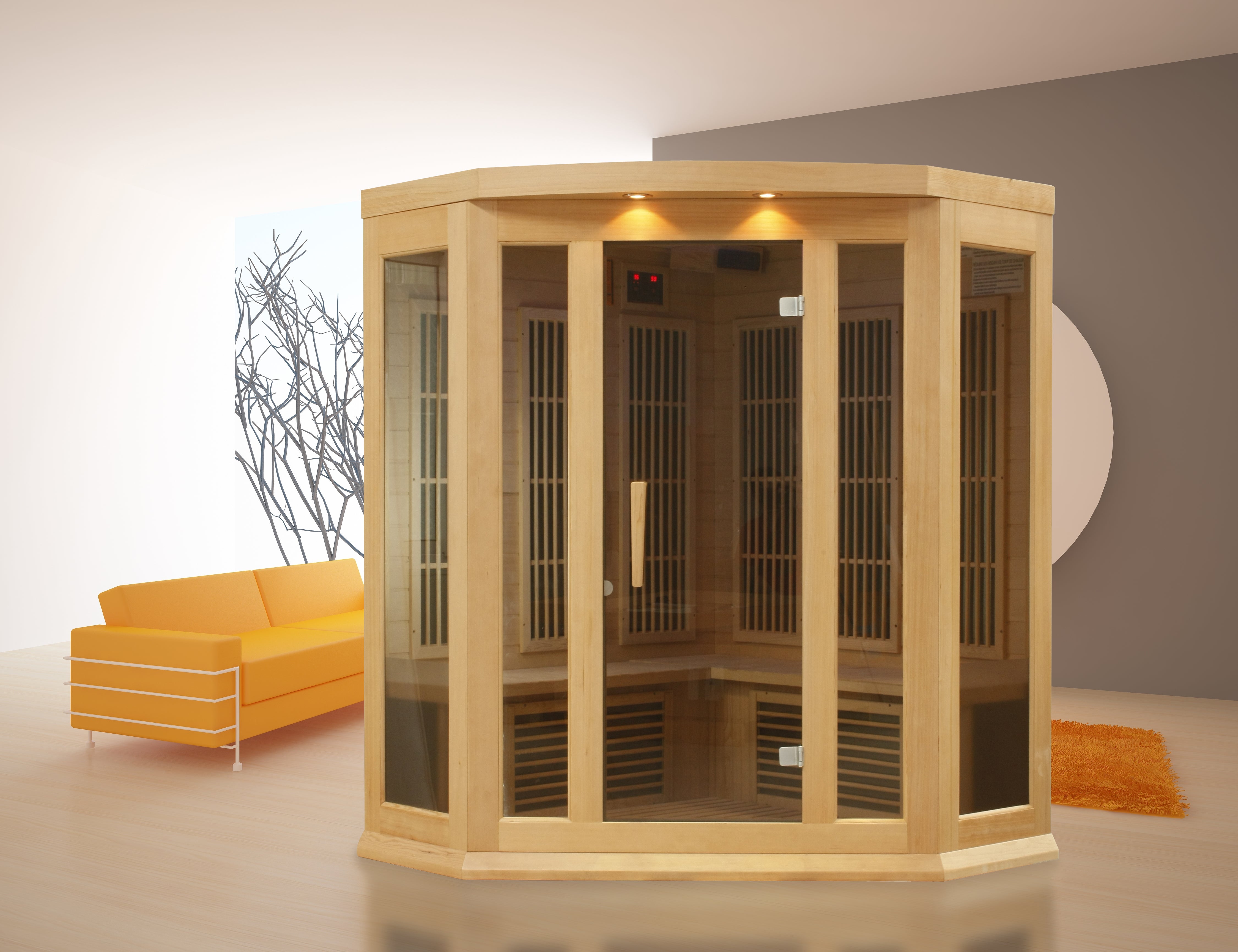 Maxxus FAR Infrared Sauna Low EMF Corner Unit with Hemlock Wood